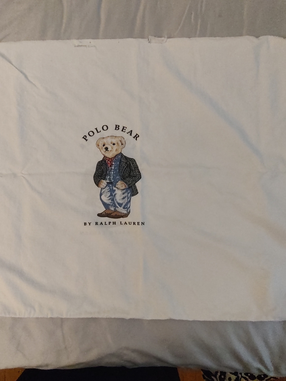 vintage, Made in the USA Ralph Lauren Home Polo Bear Standard Pillowcase.